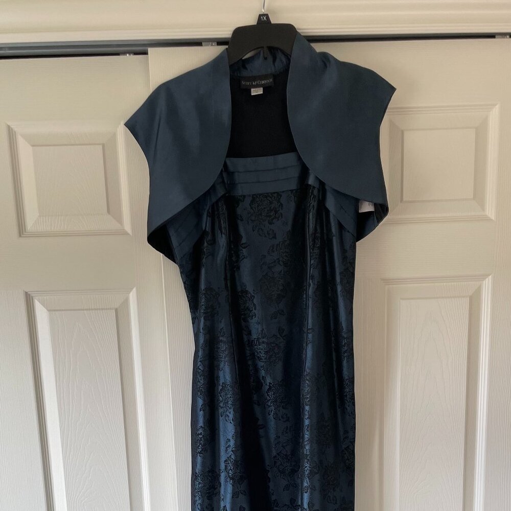 Blue Evening Dress with Faux Jacket